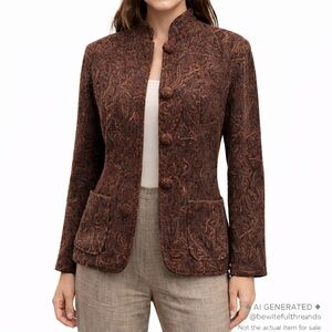 Two Star Dog M/L Brown Paisley Tapestry Blazer Artsy Teacher Y2K